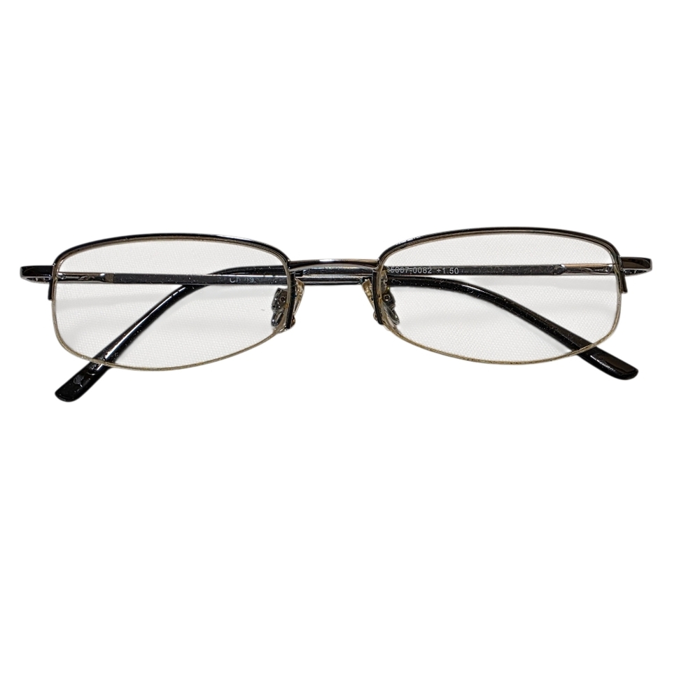 Semi-Rimless Goldtone Metal Frame Reading Glasses +1.5 Power
